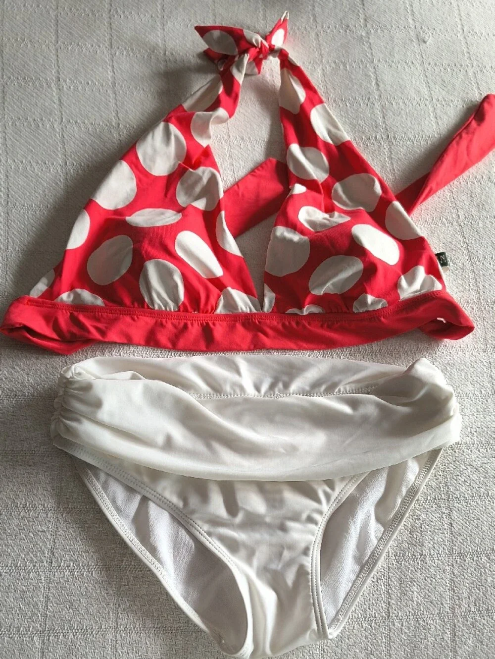 Ralph Lauren Red & White Polka Dot Halter Bikini Set